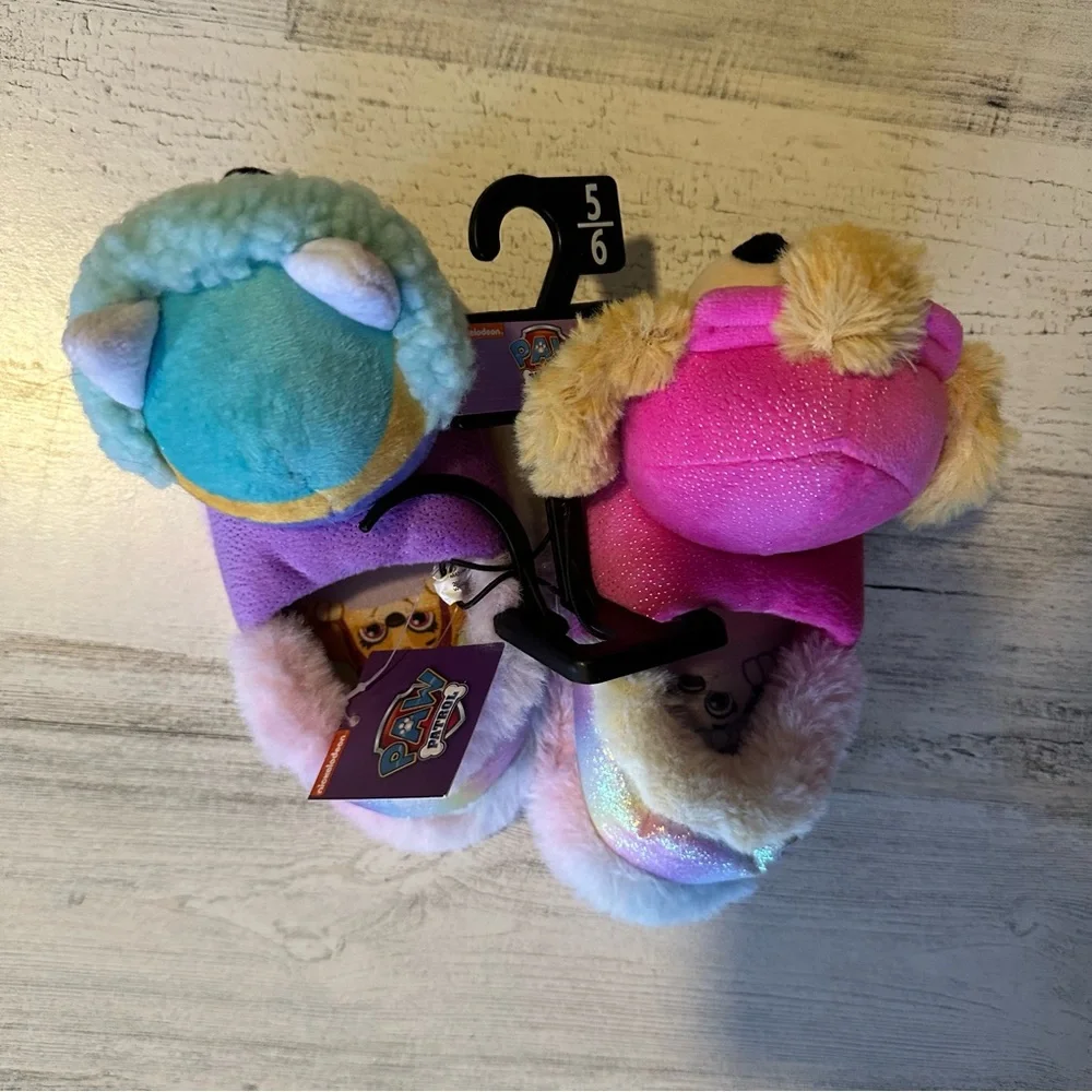 Paw Patrol Sky & Everest Toddler Slippers Size 5-6  NEW